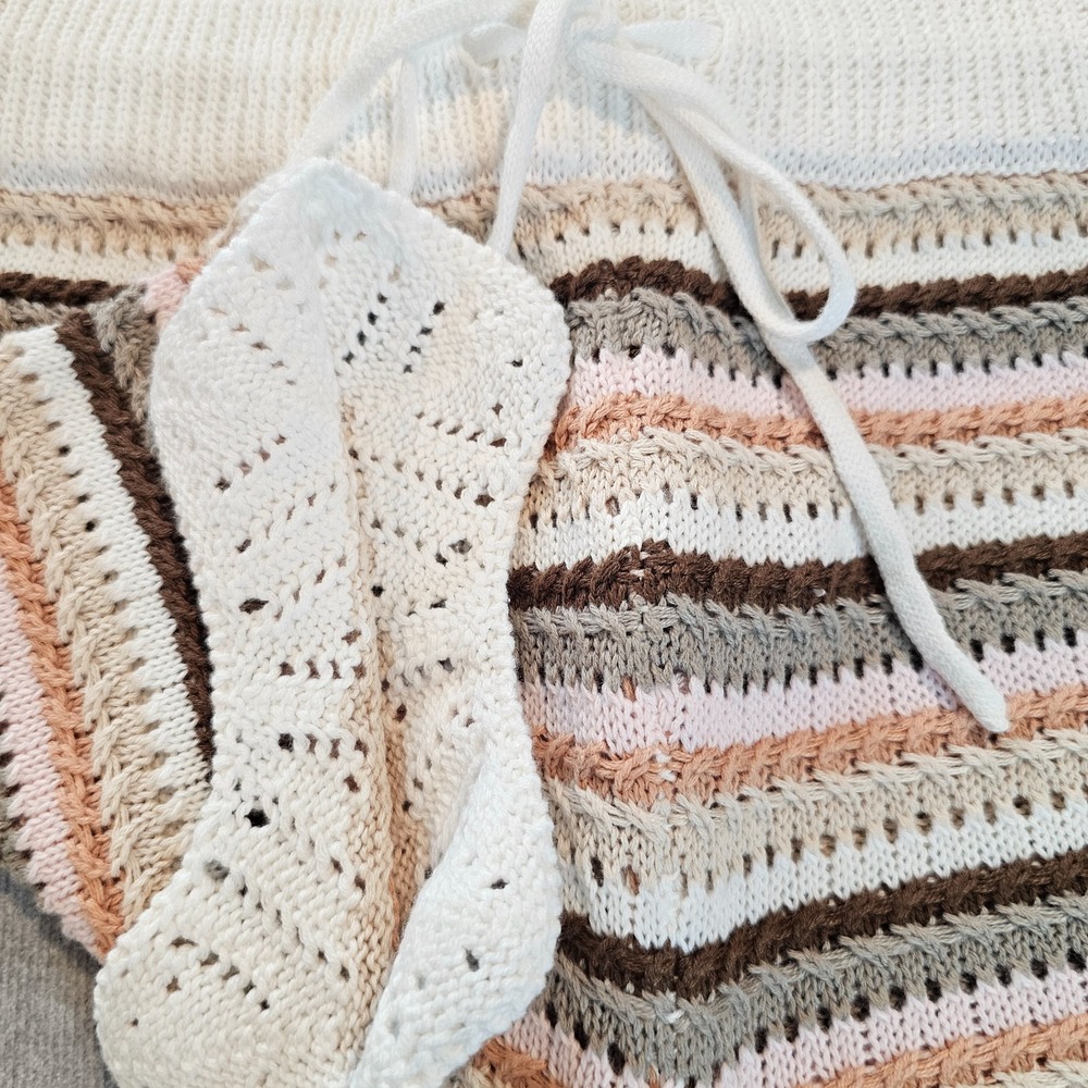 Full Tilt Brown Beige Crochet Knit Shorts Women M Beachcomber Gypsy Hippie NWT - Picture 4 of 8